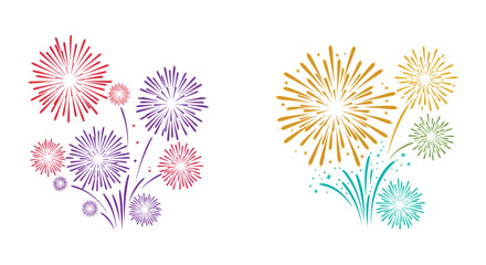 Colorful fireworks exploding in the air with vibrant streaks and patterns