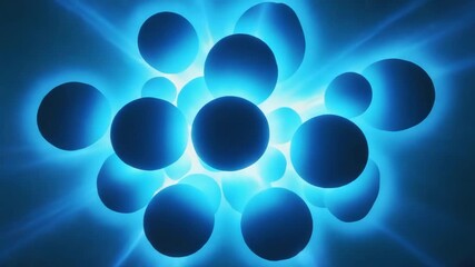 Wall Mural - numerous dark spheres illuminated by radiant blue light create a captivating visual display against 