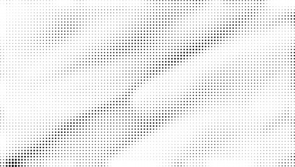 Abstract halftone black and white gradient texture with dotted retro style background grunge faded noise pixelated pattern diagonal stripe pop art comics wallpaper design, vector illustration
