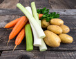 © Rio - Fresh Organic Vegetables Carrots, Potatoes, Celery, and Leeks