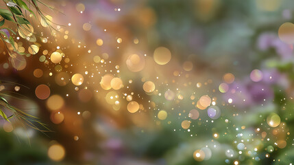 Wall Mural - golden sparkle in the garden: a delicate dance of bokeh lights illuminate a vibrant garden, crafting