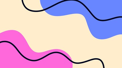 Canvas Print - aesthetic background with cute pink and blue waves
