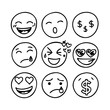 © Rabbi - Hand drawn emoji faces with various expressions icons