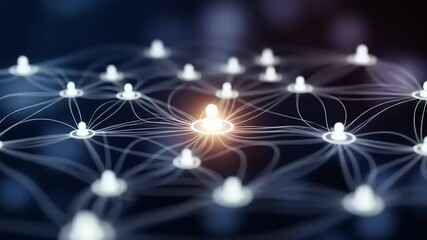 Abstract representation of interconnected nodes in a digital network with glowing central point