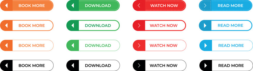 Colorful Button Collection Discover various design options! Explore an assortment of vibrant, stylish buttons for diverse web and app interfaces, offering an attractive user experience