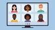 © jennifermasonia - Diverse Group of People on Video Conference Call.