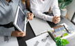© Charlie's - Solar panels green energy Business man working green eco friendly office business creative idea Planing Bio economy for business eco friendly professional Engineer sustainable electricity.