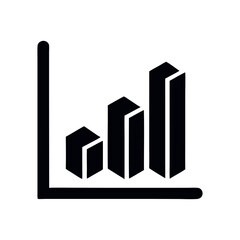 Wall Mural - Black and White Bar Chart Icon Illustrating Growth and Trends for Business Presentations and Data Analysis Reports Simple and Clean Design