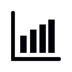 Wall Mural - Bar graph icon showing increasing growth business analysis and statistical data representation for presentations and reports simple black design on white background