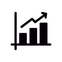 Wall Mural - Black and White Bar Graph Icon Symbolizing Growth and Business Success in Financial Markets Showing Positive Trends