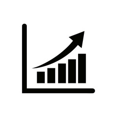 Wall Mural - Growing bar chart graph showing upward trend with arrow illustration depicting success and achievement in business and finance markets