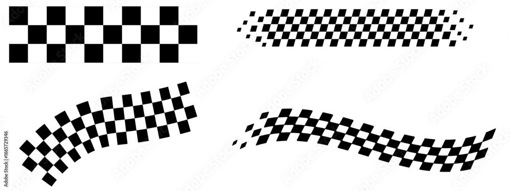 Vetor Racing Stripes and Checkered Flag Vector Set Race Track Icons ...