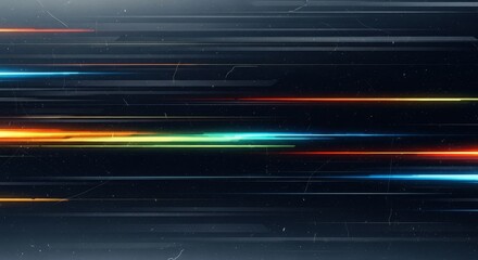 Wall Mural - Abstract Streaks of Light with Grainy Texture, Dark Background and Geometric Lines, Colorful Light Streaks