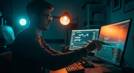 man working on computer