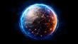 © Archara - The image shows a glowing globe with connected lines, half the globe shows a planet while the other half is engulfed with a red/orange glow and the globe is surrounded by a blue electric aura.