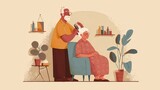 caring volunteer combing hair of an older patient in a nursing home no logos no brands ar 169