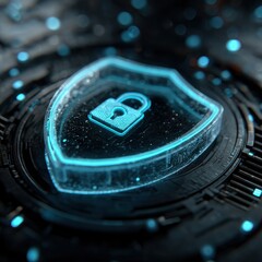Wall Mural - Futuristic 3D Render of Transparent Glowing Shield Design