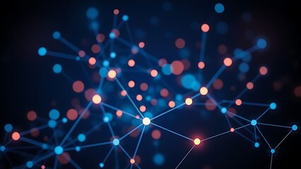An abstract network of glowing nodes and connections, creating a futuristic visual effect.