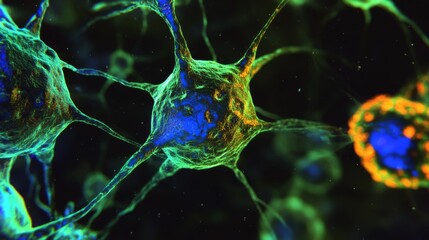 Wall Mural - intricate details of vibrant neurons in an abstract representation. explore the beauty of science th