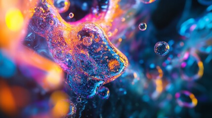 Wall Mural - a stunning abstract representation of vibrant bubbles and colorful lights. this image captures the b