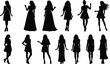 © Fahim Creative - Silhouettes of fashionable women in dresses, walking and posing, elegant female figures, modern fashion concept, beauty, style, vector illustration