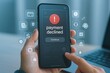 © MediaStockAI - A mobile phone displays a payment declined message, surrounded by financial application icons, highlighting online transaction issues.