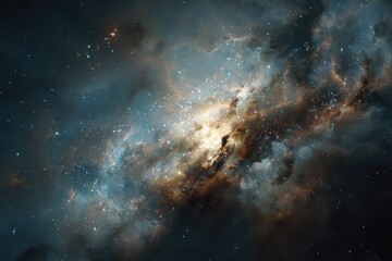 Wall Mural - majestic nebula filled with swirling clouds and glowing stars illuminates deep space in a captivatin