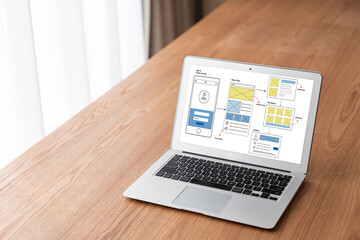 UX UI design process for modish mobile application and website . Creative prototype of wireframe for professional app developer .