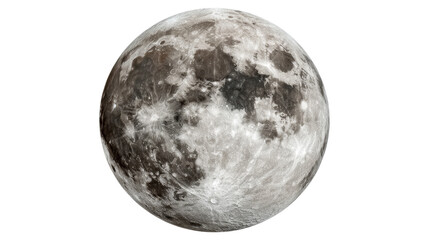 Wall Mural - Detailed Lunar Surface Texture Isolated on White Background, cut out transparent