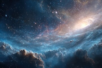 Wall Mural - enchanting cosmic vista showcasing swirling galaxies and ethereal clouds illuminating the vastness o