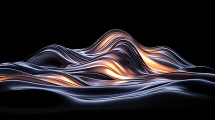 A digital rendering of a wave-like pattern in shades of blue and gold.