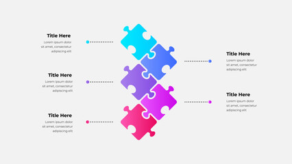 Wall Mural - infographic with interconnected puzzle pieces, symbolizing teamwork, collaboration, and coordination