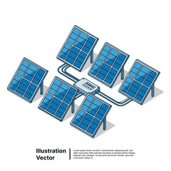 Isometric vector illustration of a modern solar panel system for renewable green energy production