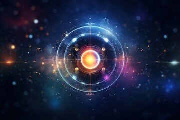 Canvas Print - Technology planet on blurry galaxy futuristic astronomy abstract.
