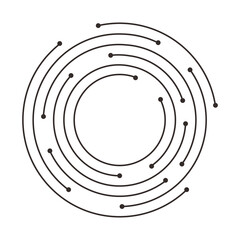 Wall Mural - Circuit board circle line dots connection. Motherboard electronic technology data, electrical board, cpu. Programming science, computer system elements