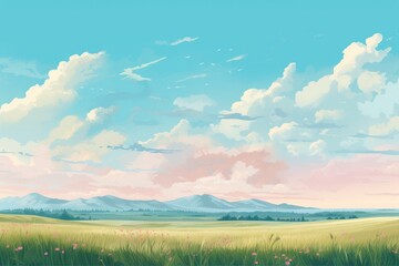 Wall Mural - grassland landscape outdoors horizon.