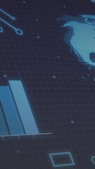 Wall Mural - animation of data processing and connections over globe on black background