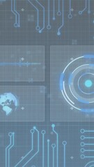 Wall Mural - animation of data processing and connections over black background