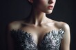 © NovaVision - Elegant woman showcases a metallic leaf design, creating a glamorous portrait.