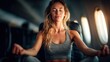 © NovaVision - A serene woman meditates on an airplane, enjoying a moment of peace mid-flight.