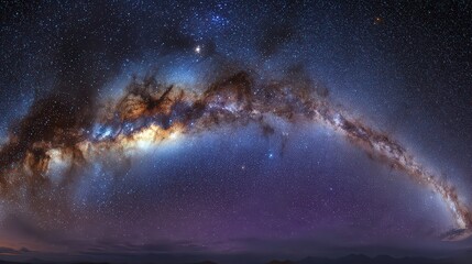Wall Mural - Panoramic Milky Way Galaxy Night Sky Landscape