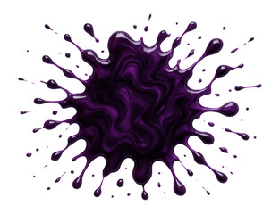 Wall Mural - ink blot with intricate splatter pattern, deep purple