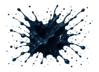 Wall Mural - ink splash with intricate splatter, dark navy on white