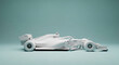 © Maidul - Sleek white formula 1 race car model displayed against a subtle teal background