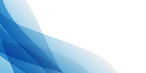 Wall Mural - minimal abstract background with overlapping translucent blue waves on the left and white space on t