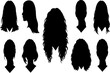 © Mohamed - Collection. Silhouette profile of a cute lady's head. The girl shows her hairstyle for medium and long hair. Suitable for logo, advertising. Vector illustration se