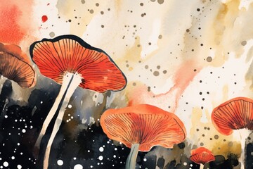 Wall Mural - abstract mushrooms shape background backgrounds plant red.
