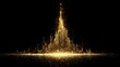 © Boonnam Burart - Gold Particles Emanate From Ground Forming Towering Structure Against Black Background