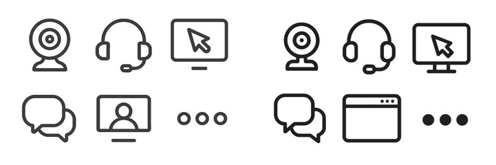 Communication and Technology Line Icons, Minimalist flat design