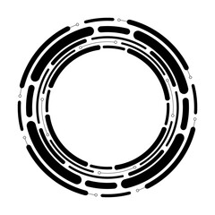 Wall Mural - abstract technical black frame isolated on white background. segmented circle with rotation. circula